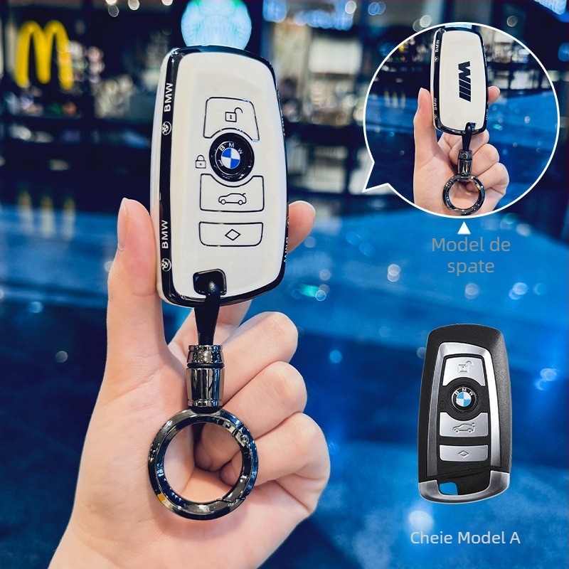 BMW TPU husă de cheie pentru seria 5 – husă protecție cu cataramă, personalizabilă