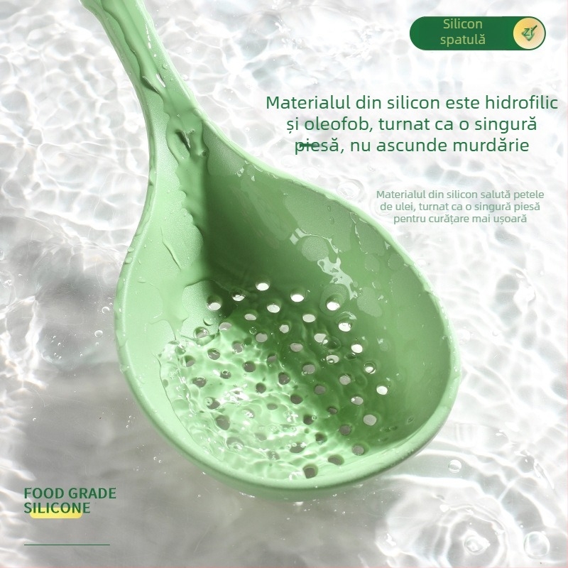 Lingură de gătit din silicon alimentar, rezistentă la temperaturi înalte, antiderapantă, anti-arzare, inserție nylon