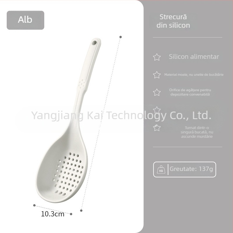 Lingură de gătit din silicon alimentar, rezistentă la temperaturi înalte, antiderapantă, anti-arzare, inserție nylon