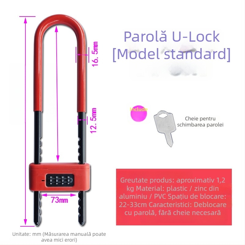 Qingshang încuietoare cu cod pentru uși din sticlă și culise, încuietoare în formă de U anti-furt cu zăvor extins pentru magazine și birouri