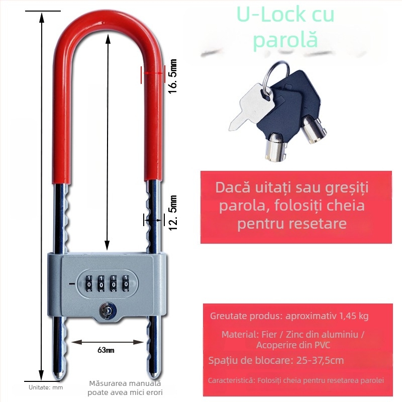Qingshang încuietoare cu cod pentru uși din sticlă și culise, încuietoare în formă de U anti-furt cu zăvor extins pentru magazine și birouri