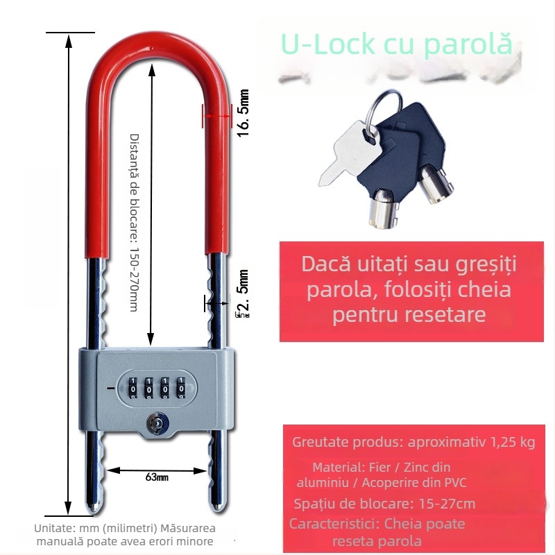 Qingshang încuietoare cu cod pentru uși din sticlă și culise, încuietoare în formă de U anti-furt cu zăvor extins pentru magazine și birouri