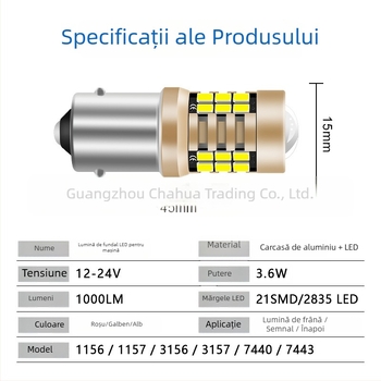 Lampă LED de frână pentru mașină pentru 1156/1157/3156/3157/7440/7443 - 12-24V, 1000 lm, 30.000 h, 3.6 W, carcasă de aluminiu