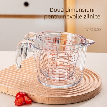 Cană de lapte din sticlă pentru cuptorul cu microunde, cu scară, pereți groși, rezistentă la căldură, mare capacitate