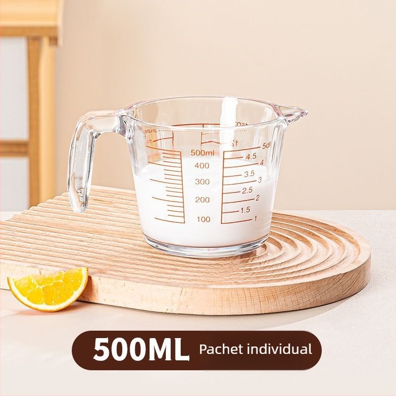 Cană de lapte din sticlă pentru cuptorul cu microunde, cu scară, pereți groși, rezistentă la căldură, mare capacitate