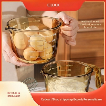 Pahar de măsurare din sticlă, rezistent la temperaturi înalte, cu scară de măsurare, pentru bucătărie