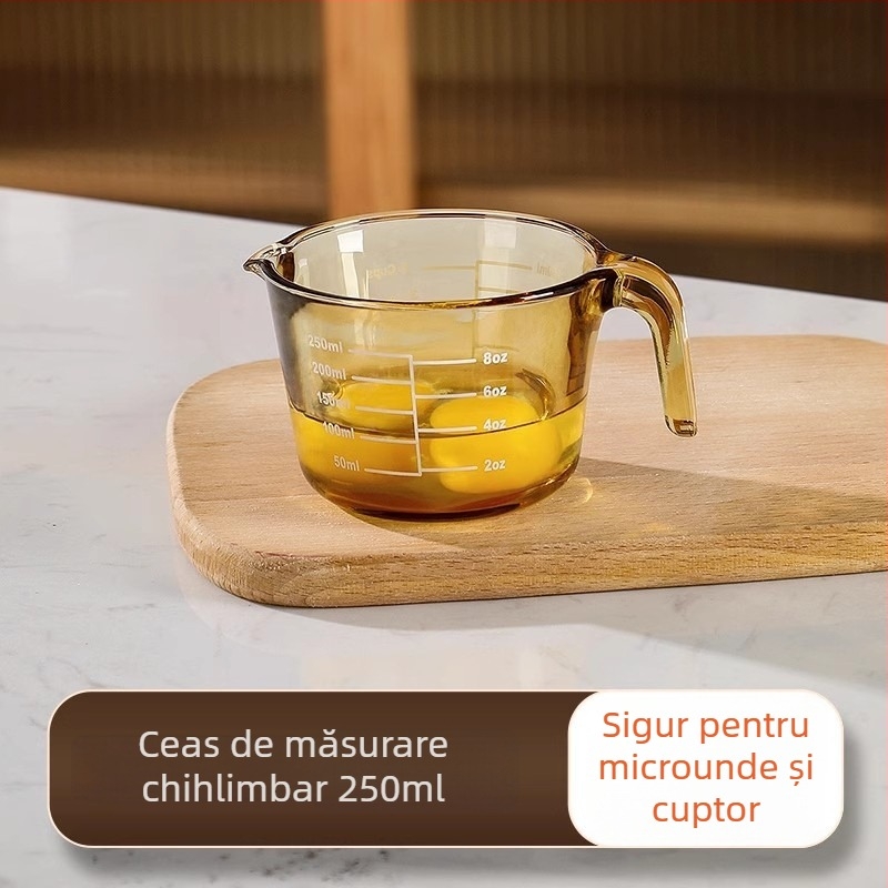 Pahar de măsurare din sticlă, rezistent la temperaturi înalte, cu scară de măsurare, pentru bucătărie