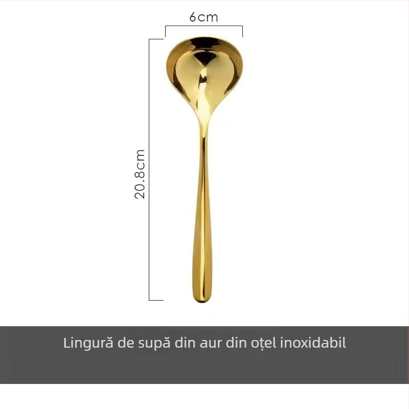 Lingură de supă cu cap mare, oțel inox 304, stil modern minimalist, finisaj oglindit, marca Kochi