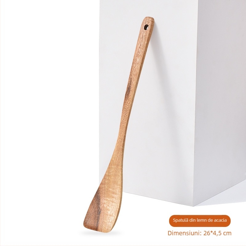Lingură de gătit din lemn cu strat antiaderent, priză antiderapantă, rezistență la temperaturi înalte, protecție împotriva arsurilor, personalizare logo