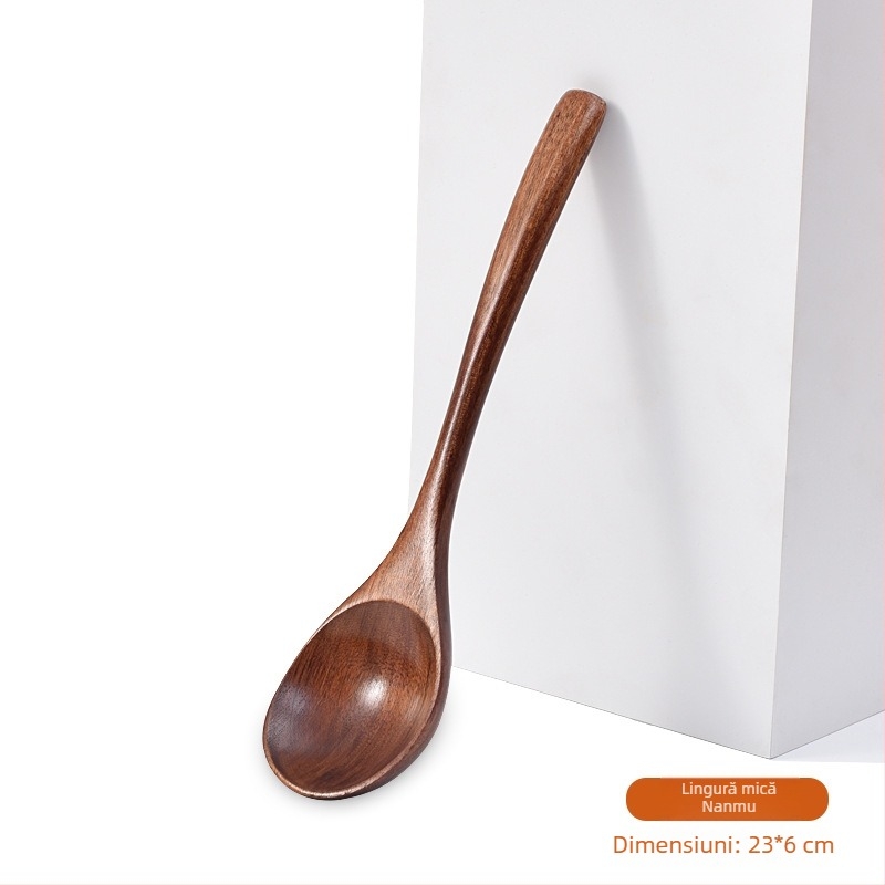 Lingură de gătit din lemn cu strat antiaderent, priză antiderapantă, rezistență la temperaturi înalte, protecție împotriva arsurilor, personalizare logo