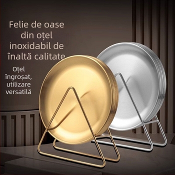 Set de farfurii pentru oase din oțel inoxidabil – rotund, stil minimalist modern, placare electroplating