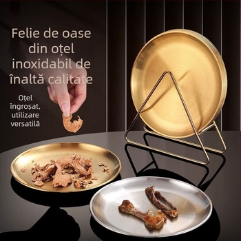 Set de farfurii pentru oase din oțel inoxidabil – rotund, stil minimalist modern, placare electroplating