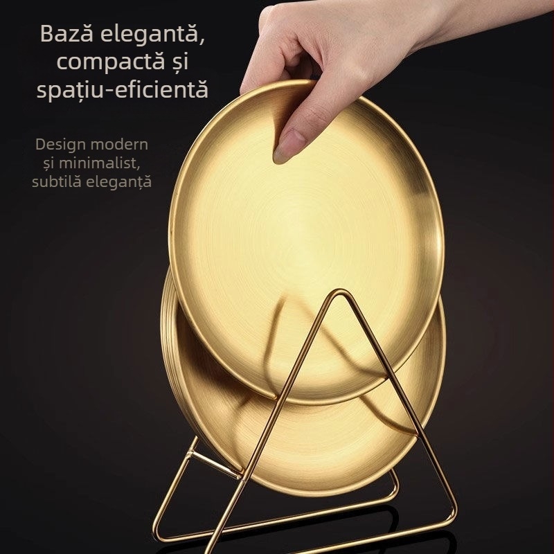 Set de farfurii pentru oase din oțel inoxidabil – rotund, stil minimalist modern, placare electroplating