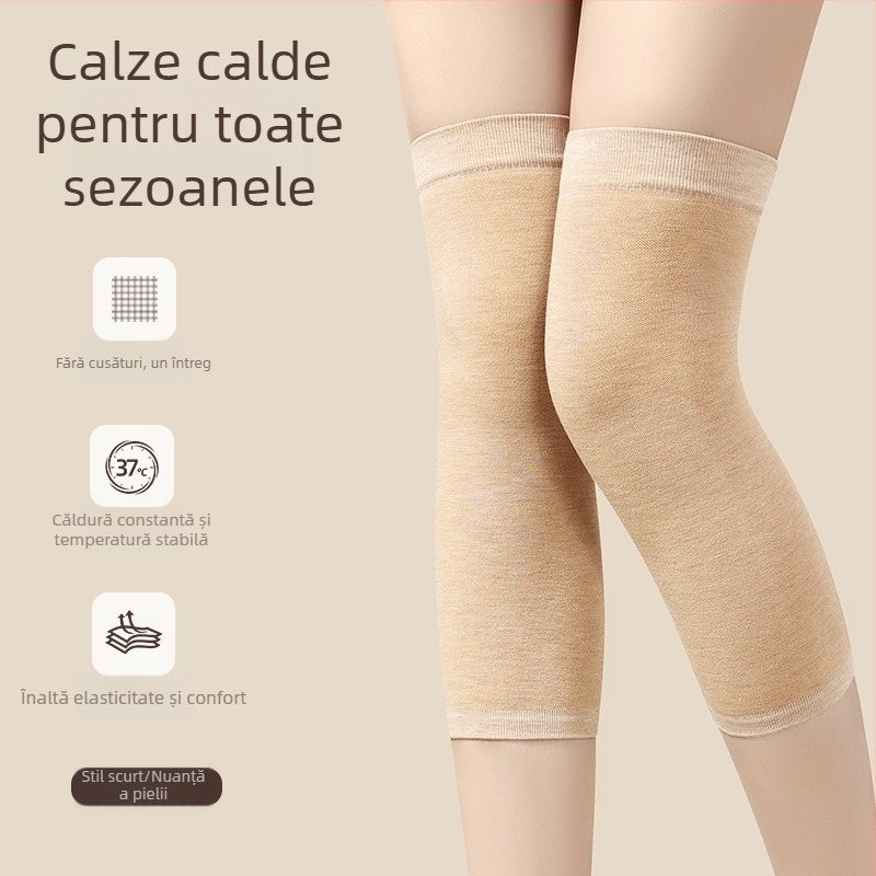 Colanți pentru genunchi femei, calzi iarna, compresie cu elasticitate înaltă, țesătură ce păstrează căldura (44% poliester, 46% viscoză, 10% spandex), pentru acasă
