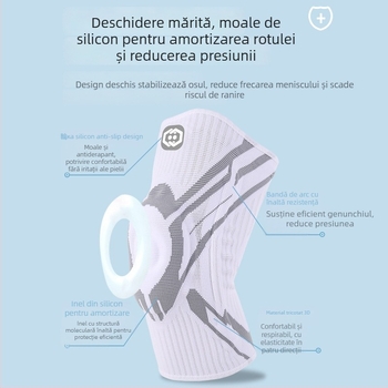 Protecție pentru genunchi pentru sport – bandă pentru baschet cu susținere din silicon sub presiune și aderență anti-alunecare (Material principal: Nylon; Părți protejate: Genunchiul; Categoria: Protecție pentru genunchi; Potrivit pentru: Universal; Sportu