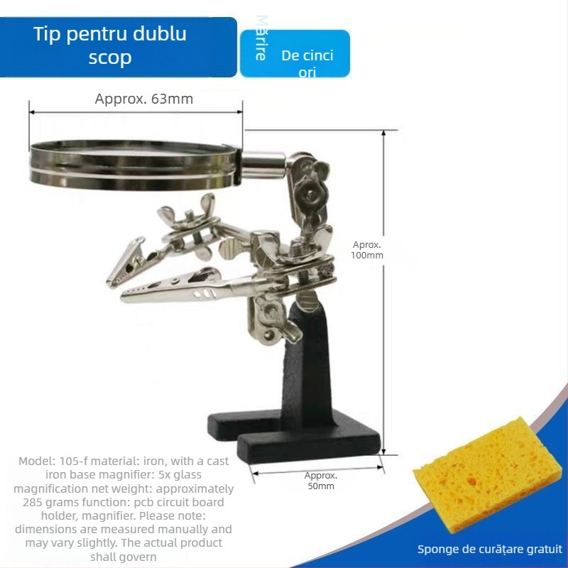 Lampă de birou cu lupă pentru reparații ale telefoanelor mobile, cu suport pentru fier de lipit | Brand: Unique, Material: lemn de santal mov