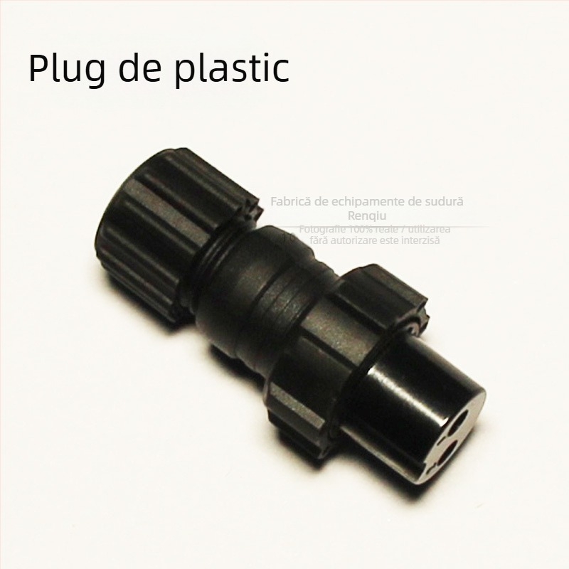 Priză cu doi conductori pentru linia de control a ciocanului de sudură, cu conector aeronautic; construcție din plastic/metal; diametru 10 mm; potrivit pentru sudare și tăiere cu plasmă
