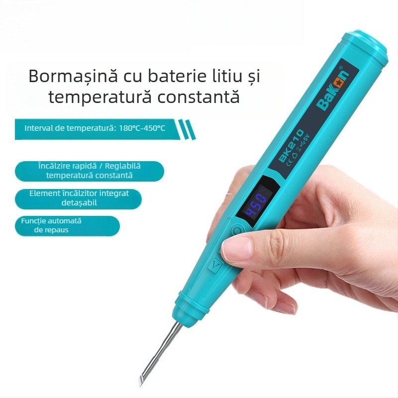 Pistol de lipit BK210 cu temperatură constantă, încărcare USB, alimentat cu baterie litiu, set portabil compact