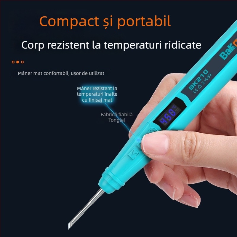 Pistol de lipit BK210 cu temperatură constantă, încărcare USB, alimentat cu baterie litiu, set portabil compact