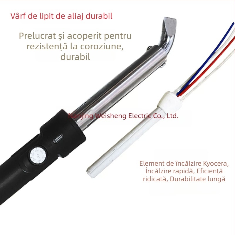 Fier de lipit industrial, 300W, temperatură reglabilă, 220V, vârfuri îndoite și drepte