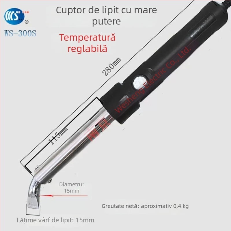 Fier de lipit industrial, 300W, temperatură reglabilă, 220V, vârfuri îndoite și drepte
