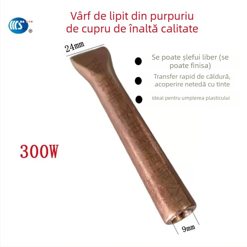 Fier de lipit industrial, 300W, temperatură reglabilă, 220V, vârfuri îndoite și drepte