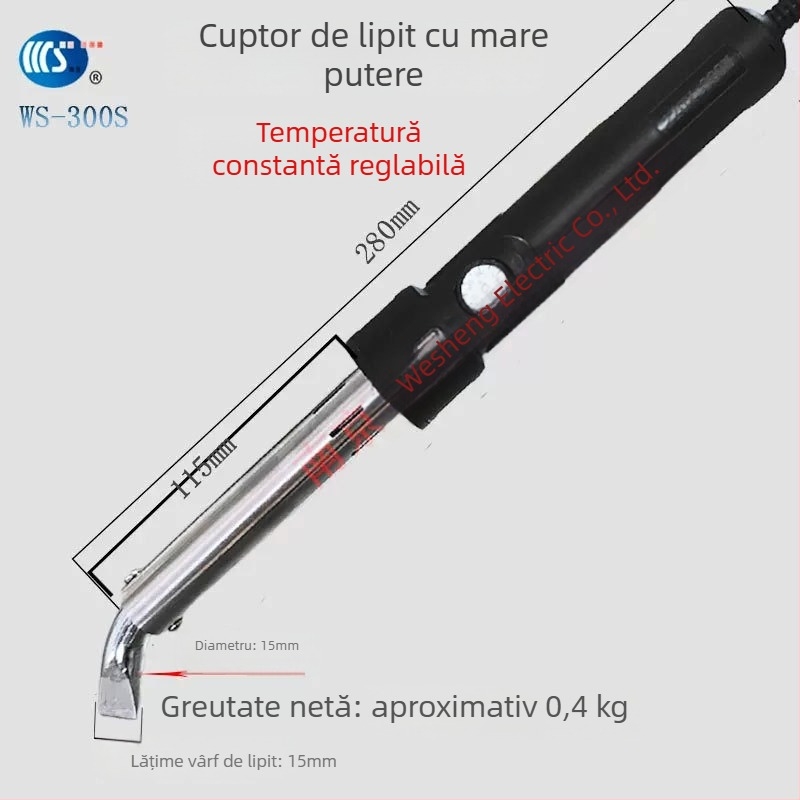 Fier de lipit industrial, 300W, temperatură reglabilă, 220V, vârfuri îndoite și drepte
