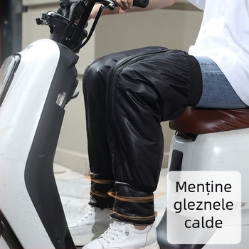 Pantaloni de iarnă pentru ciclism cu protecții pentru genunchi, rezistenți la vânt și impermeabili, pentru adulți, material poliester