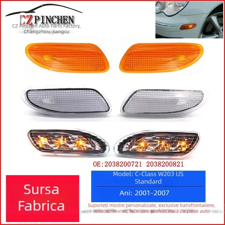 Lampi LED laterale de bară pentru Mercedes-Benz C-Class W203 (2001-2007) — CZPINCHEN; Material PC+LED; Modele 2038200721, 2038200821; Numere de piese 2038200721, 2038200821; Modele aplicabile Mercedes-Benz C-Class W203 2001-2007