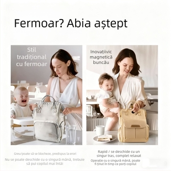 Geantă pentru mămici și bebeluși, cu capacitate mare, ușoară și multifuncțională (Material: poliester; Căptușeală: poliester; Sistem de purtare: curea curbată; Sezon: Primăvara 2018)