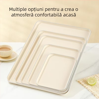 Tavă de servire din plastic, dreptunghiulară, în stil nordic, pentru fructe și cești de ceai