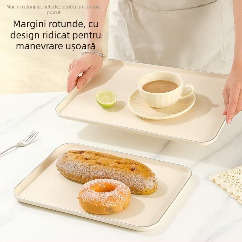 Tavă de servire din plastic, dreptunghiulară, în stil nordic, pentru fructe și cești de ceai