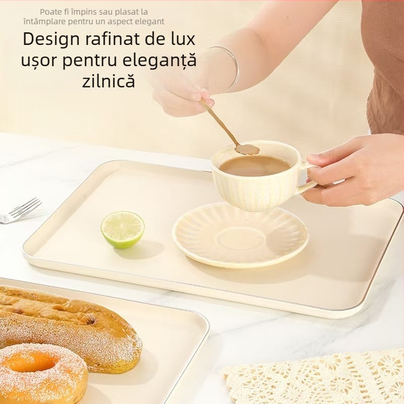 Tavă de servire din plastic, dreptunghiulară, în stil nordic, pentru fructe și cești de ceai