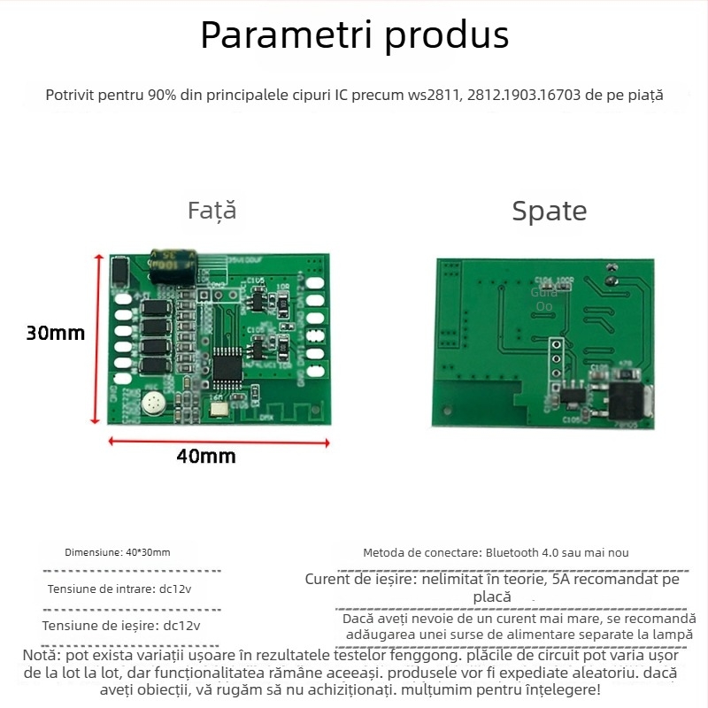 Modul dual canal controlat prin Bluetooth pentru semnalizatoarele auto și ale motocicletei și farurile de zi, LED 12V, 12W, 1A, 600 lm, model DZ-YDNXY0057OHO