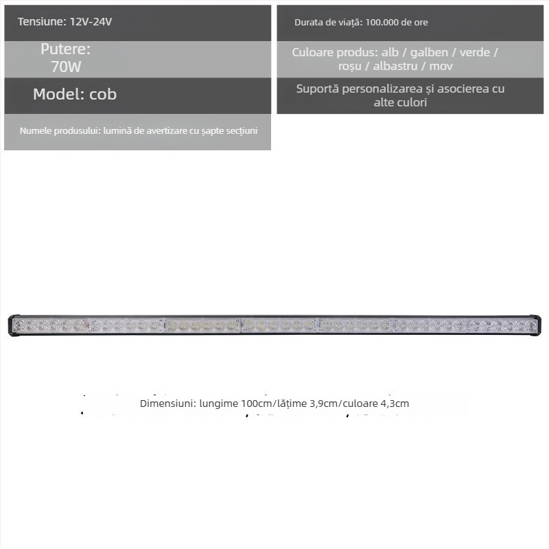 Lumină LED pentru grila frontală a mașinii – lumină de avertizare și de mers zilnic, 72W, 12-24V, model: lumină de avertizare