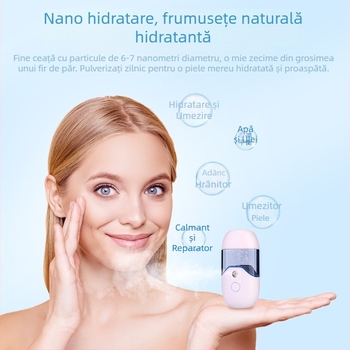 Dispozitiv portabil de hidratare prin pulverizare, 50 ml, pulverizare rece, umidificator pentru față cu USB
