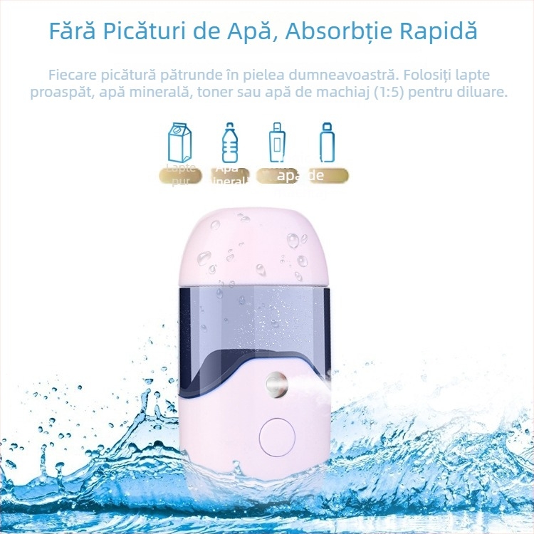 Dispozitiv portabil de hidratare prin pulverizare, 50 ml, pulverizare rece, umidificator pentru față cu USB