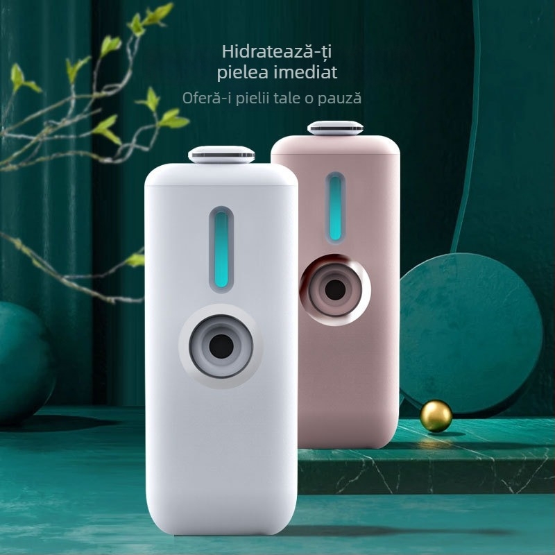 Umidificator cu pulverizare nano pentru față – dispozitiv portabil de înfrumusețare, încărcabil, pulverizare la rece, 0.1 ml/min, alimentare 5V USB, carcasă ABS