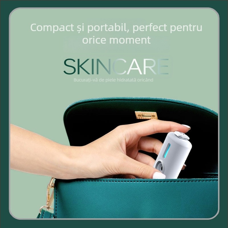 Umidificator cu pulverizare nano pentru față – dispozitiv portabil de înfrumusețare, încărcabil, pulverizare la rece, 0.1 ml/min, alimentare 5V USB, carcasă ABS
