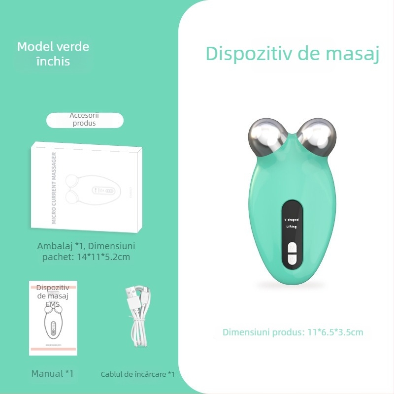 Dispozitiv EMS de ridicare cu microcurent – dispozitiv de înfrumusețare pentru ridicare a feței, masaj portabil pentru uz casnic, baterie încorporată 300–500 mAh, modelul 001