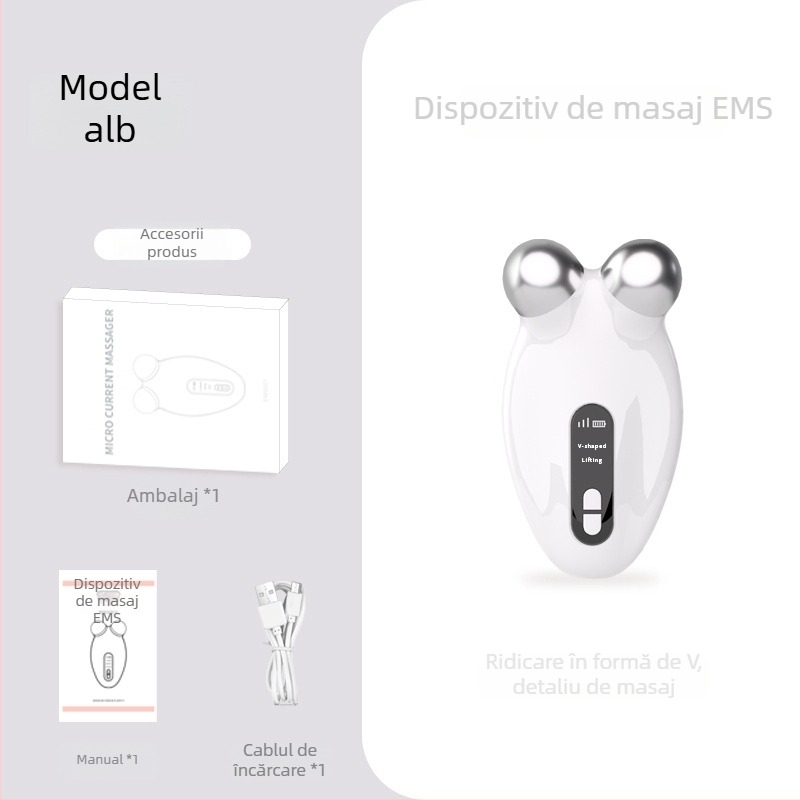 Dispozitiv EMS de ridicare cu microcurent – dispozitiv de înfrumusețare pentru ridicare a feței, masaj portabil pentru uz casnic, baterie încorporată 300–500 mAh, modelul 001