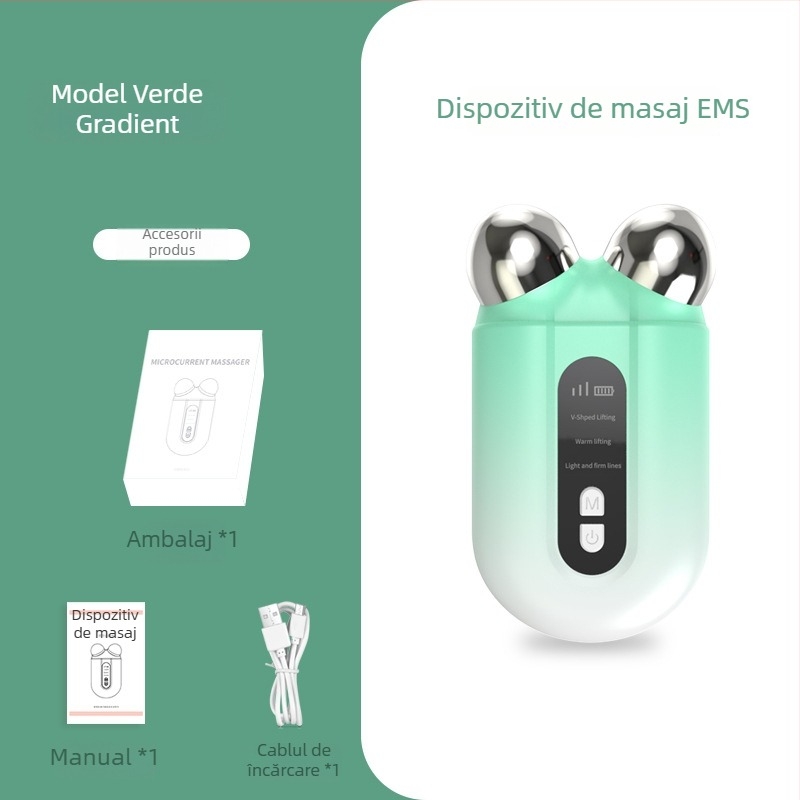 Dispozitiv EMS de ridicare cu microcurent – dispozitiv de înfrumusețare pentru ridicare a feței, masaj portabil pentru uz casnic, baterie încorporată 300–500 mAh, modelul 001