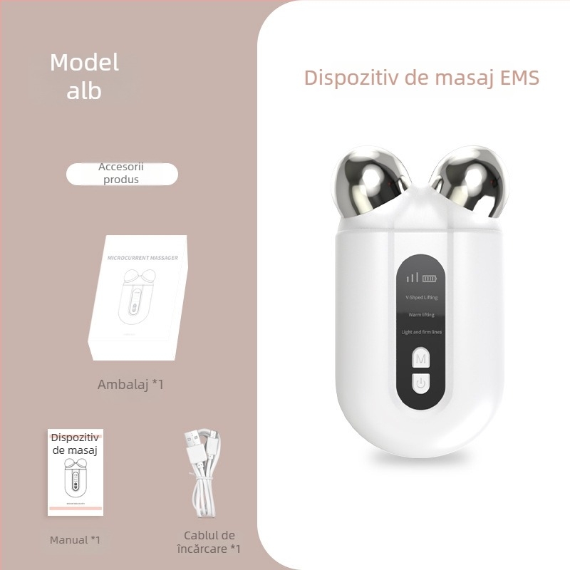 Dispozitiv EMS de ridicare cu microcurent – dispozitiv de înfrumusețare pentru ridicare a feței, masaj portabil pentru uz casnic, baterie încorporată 300–500 mAh, modelul 001