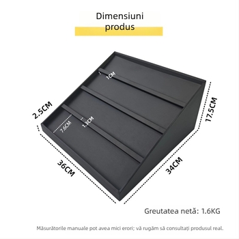 Suport trapezoidal pentru amulete Buddha Thangka, cu design în etaje verticale, pentru bijuterii și ochelari, din MDF cu finisaj din piele