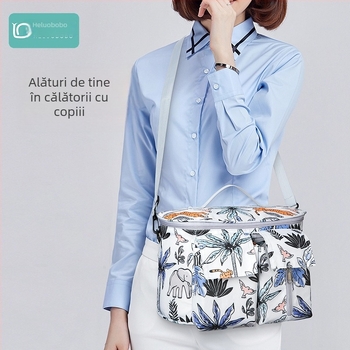 Geantă pentru cărucior de tip agățat, cu model floral, material Oxford, impermeabilă, căptușită cu poliester