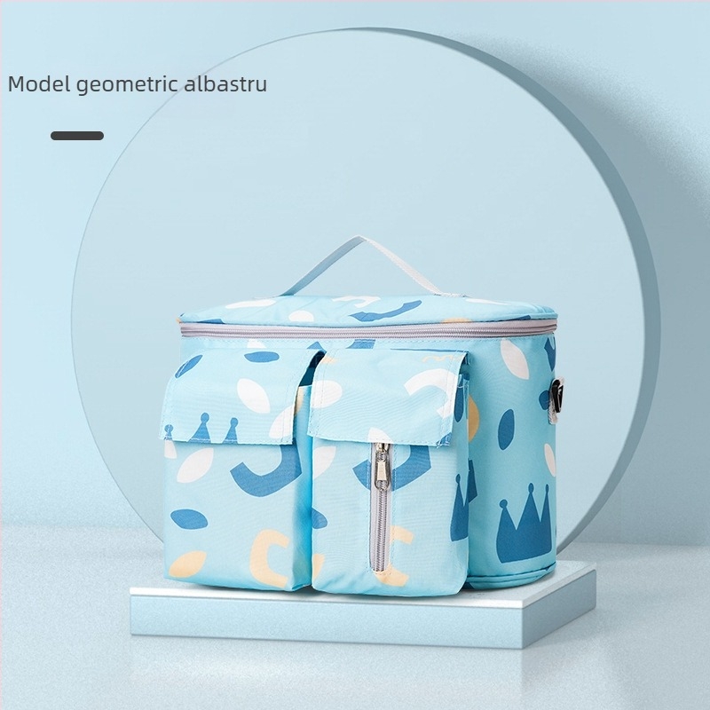 Geantă pentru cărucior de tip agățat, cu model floral, material Oxford, impermeabilă, căptușită cu poliester