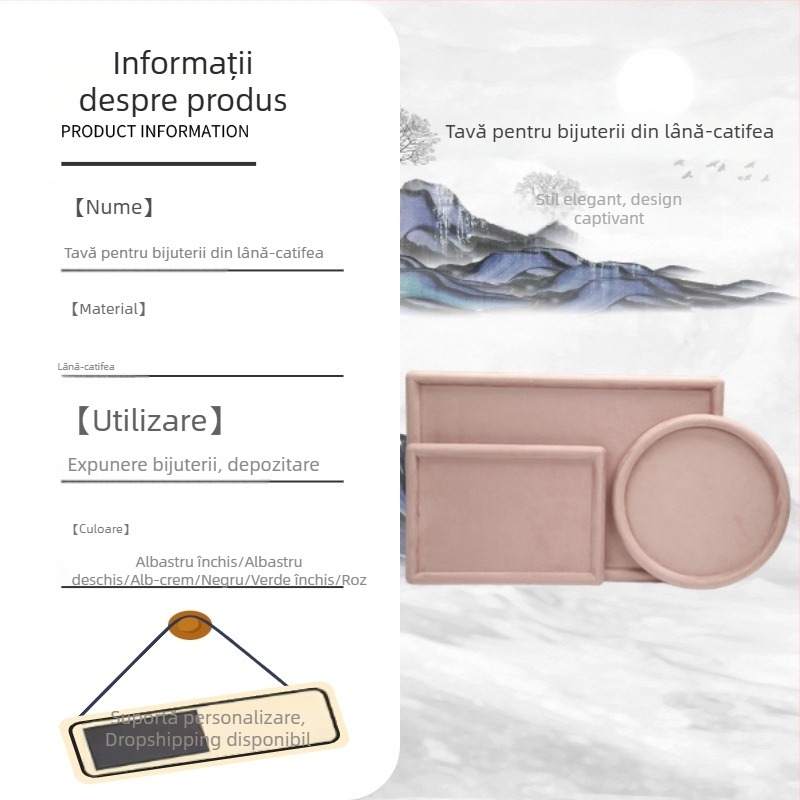 Tavă de bijuterii în stil nordic, din piele de capră, suport de prezentare de lux pentru brățări