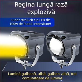 Proiector LED cu laser pentru mașină, carcasă din aluminiu, 100W, 12-80V, sursă LED