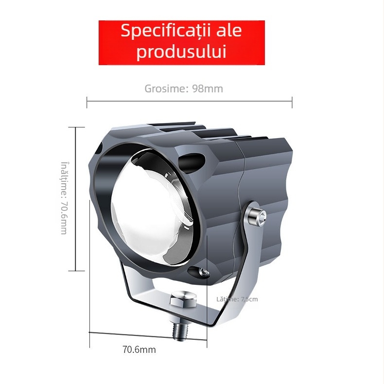 Proiector LED cu laser pentru mașină, carcasă din aluminiu, 100W, 12-80V, sursă LED