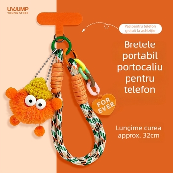 Curea de telefon, țesătură din nylon, pandantiv geometric din pluș, unisex, cataramă metalică